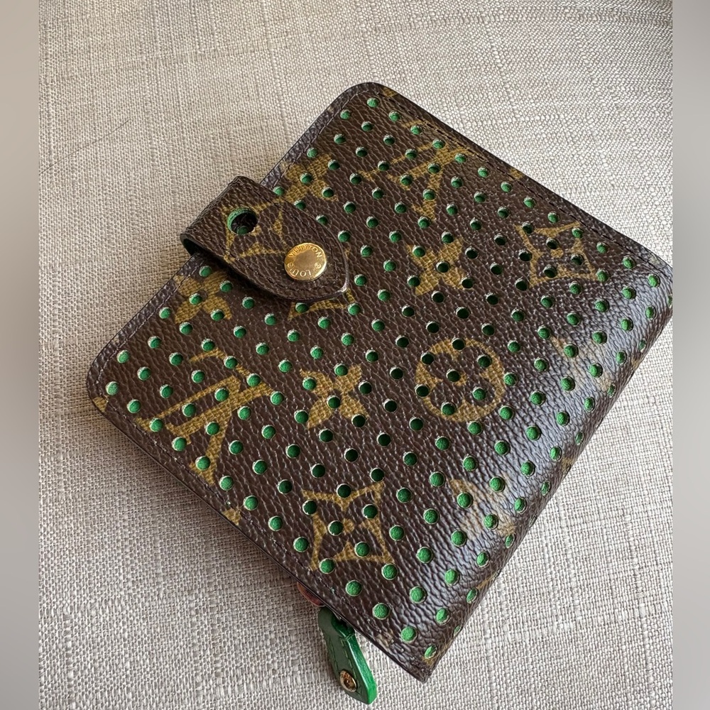 Louis Vuitton Brown and Green Perforated Wallet